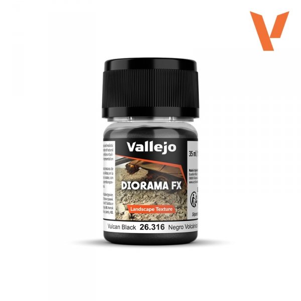 Vallejo 26316 Vulcan Black 0.1-0.6 mm - Diorama FX Landscape Texture 30ml