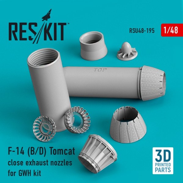 RESKIT RSU48-0195 F-14 (B,D) &quot;TOMCAT&quot; CLOSE EXHAUST NOZZLES FOR GWH KIT (3D PRINTED) 1/48