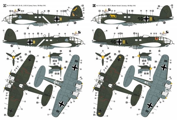 Hobby 2000 72077 Heinkel He 111 P Western Campaign 1940 ( HASEGAWA + CARTOGRAF + MASKI + WYDRUK 3D ) 1/72