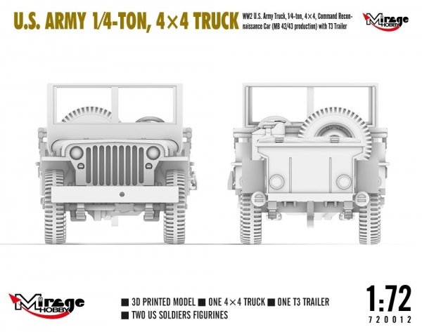 Mirage Hobby 720012 U.S. ARMY 1/4‑TON, 4×4 TRUCK 1/72