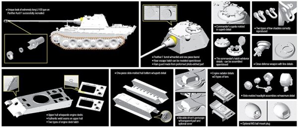 Dragon 6799 Panther Ausf.F w/7.5cm KwK42 L/100 (1:35)