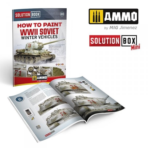 AMMO of Mig Jimenez 6603 SOLUTION BOOK 20 - How to Paint WWII Soviet Winter Vehicles (English, Spanish, Francais, Deutsch)