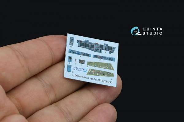 Quinta Studio QD+72157 Su-34 3D-Printed coloured Interior on decal paper (Trumpeter) (with 3D-printed resin part) 1/72