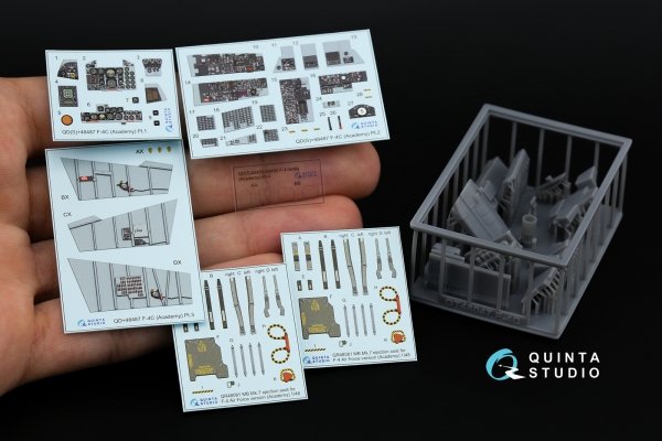 Quinta Studio QD+48487 F-4C Phantom II 3D-Printed &amp; coloured Interior on decal paper (Academy) (with 3D-printed resin parts) 1/48