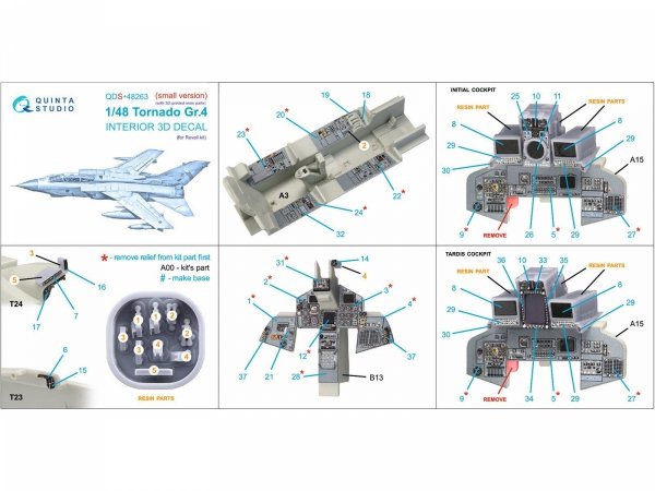 Quinta Studio QDS+48263 Tornado GR.4 3D-Printed coloured Interior on decal paper (Revell) (small version) (with 3D-printed resin parts) 1/48