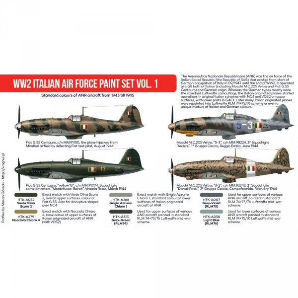 Hataka Hobby HTK-AS103 WW2 Italian Air Force Paint set vol. 1