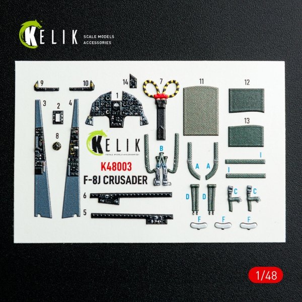 Kelik K48003 F-8J Crusader - interior 3D decals for Hasegawa kit 1/48
