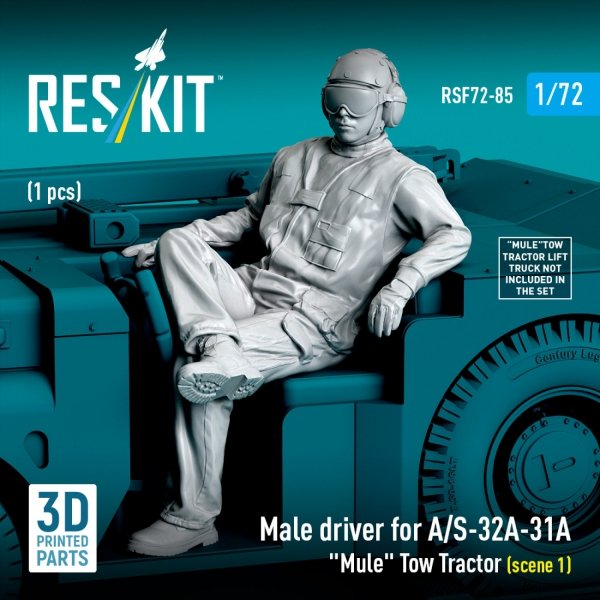 RESKIT RSF72-0085 Male driver for A/S-32A-31A "Mule" Tow Tractor (scene 1) (1 pcs) (3D Printed) (1/72)