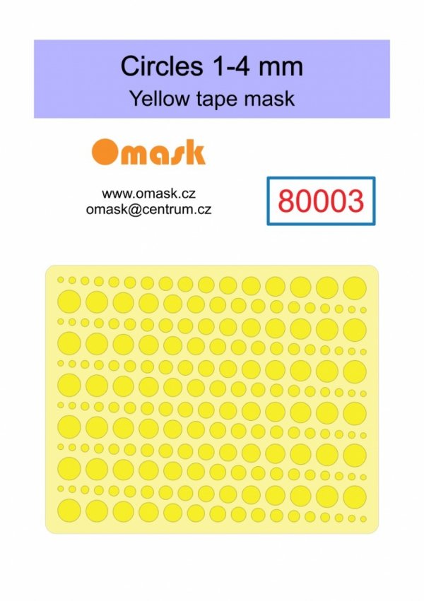 Omask X8003 Circles set - yellow masking tape - 1-4mm 2-6mm 4-7mm 5-15mm 16-20mm