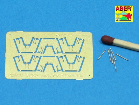 Aber 350L-46 Set of 6 pcs 4cm Flak 28 barrels with shields for German Navy (1:350)