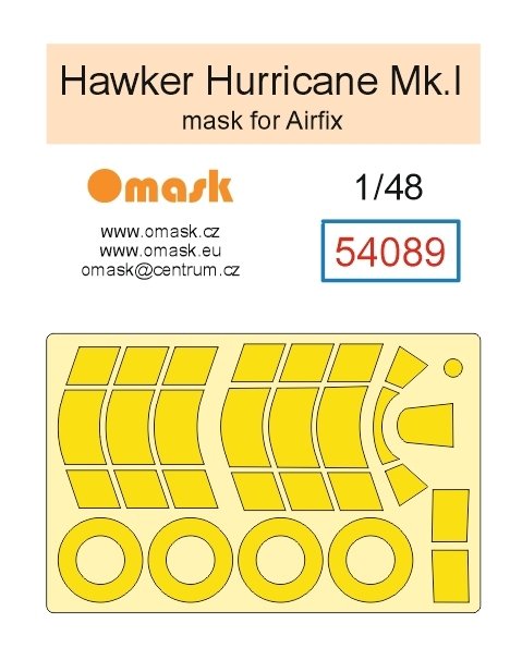 Omask X4835 Hawker Hurricane Mk.I O-Max Set (for Airfix)(masks and EVA wheel bay plugs) 1/48 