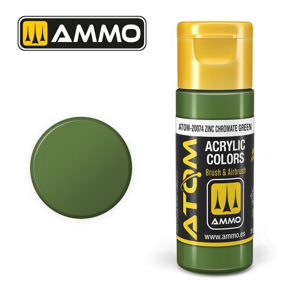AMMO of Mig Jimenez 20074 ATOM COLOR Zinc Chromate Green 20ml