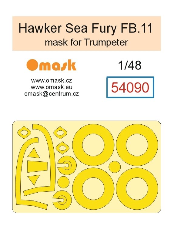 Omask 54090 Hawker Sea Fury FB.11 Mask (for Trumpeter) yellow masking tape 1/48 