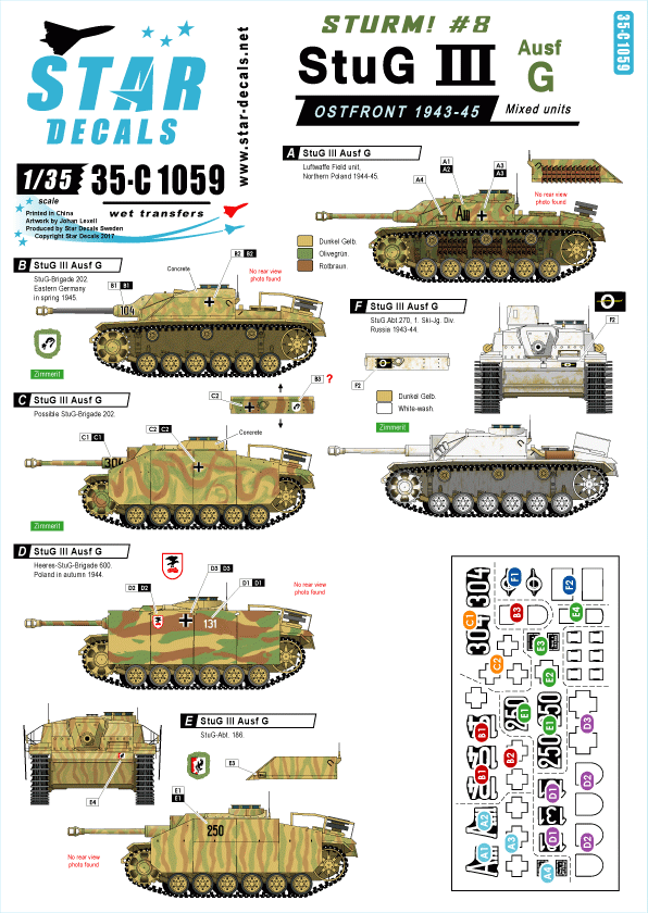 Star Decals 35-C1059 Sturm # 8 1/35