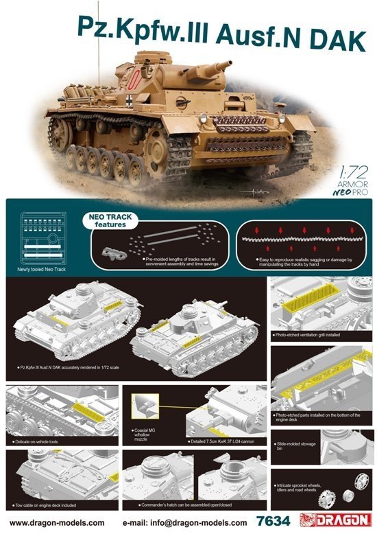 Dragon 7634 SPz.Kpfw.III Ausf. N DAK w/Neo Track 1/72