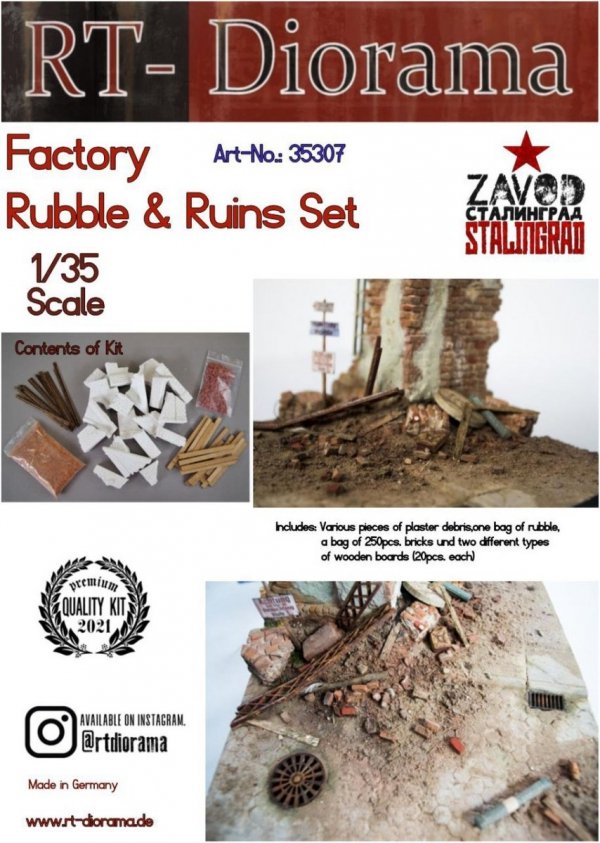 RT-Diorama 35307 Factory Rubble &amp; Ruins Set 1/35
