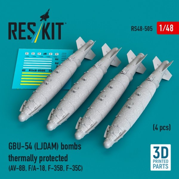 RESKIT RS48-0505 GBU-54 (LJDAM) bombs thermally protected (4 pcs) (3D Printed) 1/48