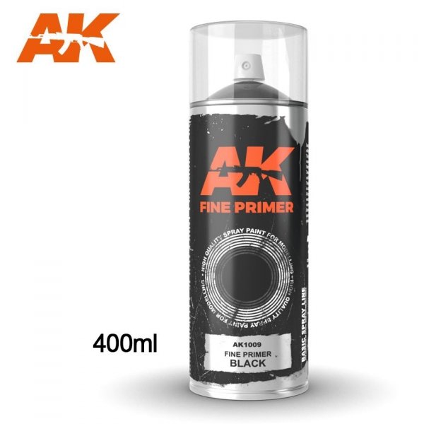 AK Interactive AK1009 FINE PRIMER BLACK SPRAY 400ml