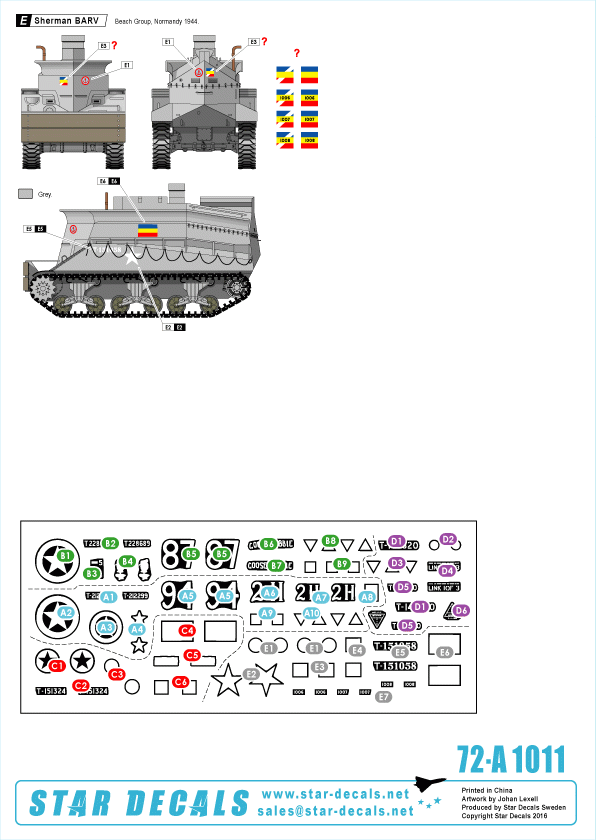 Star Decals 72-A1011 British Special Shermans BARV, Crab, Crocodile 1/72
