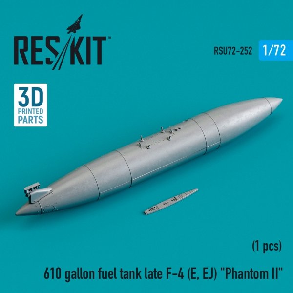 RESKIT RSU72-0252 610 GALLON FUEL TANK LATE F-4 (E, EJ) &quot;PHANTOM II&quot; (3D PRINTED) 1/72