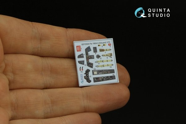 Quinta Studio QD72044 Fw 190A-5 3D-Printed &amp; coloured Interior on decal paper (Eduard) 1/72