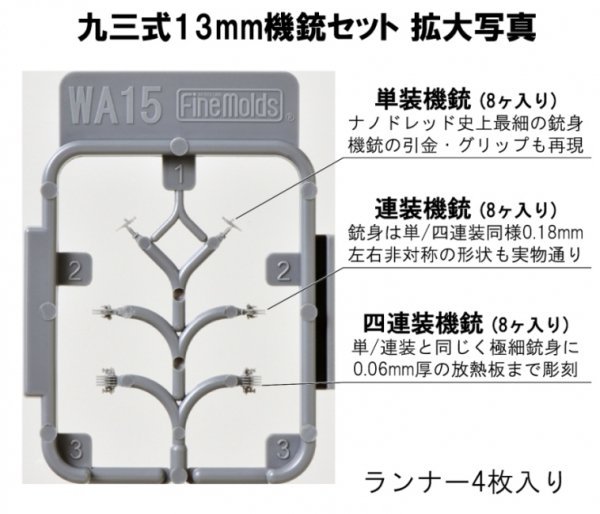 Fine Molds WA15 Type 93 13mm MG Set 1/700