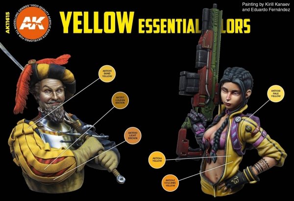 AK Interactive AK11615 YELLOW ESSENTIAL COLORS 3GEN SET 6x17 ml
