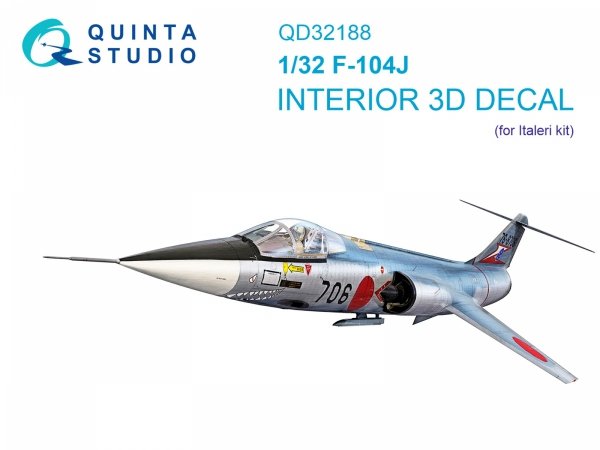 Quinta Studio QD32188 F-104J 3D-Printed coloured Interior on decal paper (Italeri) 1/32