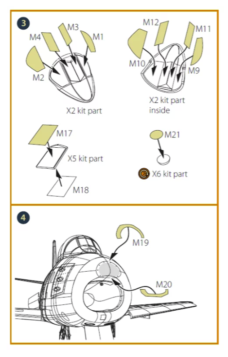 Clear Prop! CPA48049 F-86A double-sided painting mask on &quot;yellow kabuki paper&quot; for CP kits 1/48