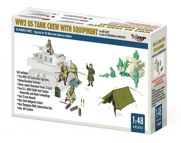 Mirage Hobby 480006 WW2 US Tank Crew With Equipment For M8 Scott And Other US Motorised Howitzers 1/48