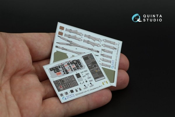 Quinta Studio QD35049 UH-1C 3D-Printed &amp; coloured Interior on decal paper ( Academy ) 1/35
