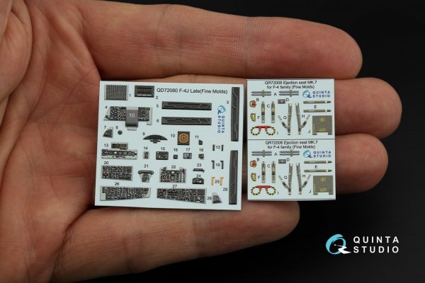 Quinta Studio QD72080 F-4J Late 3D-Printed &amp; coloured Interior on decal paper (Fine Molds) 1/72