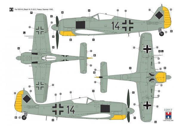 Hobby 2000 32017 Focke-Wulf Fw 190 A-5/A-6 Nachtjager (HASEGAWA + CARTOGRAF + MASKI ) 1/32