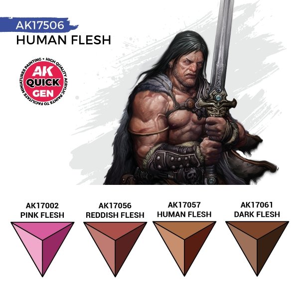 AK Interactive AK17506 HUMAN FLESH – QUICK GEN SET 4x18ml
