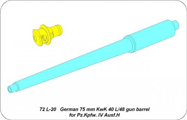 Aber 72L-20 Lufa 75mm KwK40L/48 do czołgu Panzer IV Ausf.H / German 75mm KwK 40 L/48 gun barrel for Pz.Kpfw. IV Ausf.H 1/72