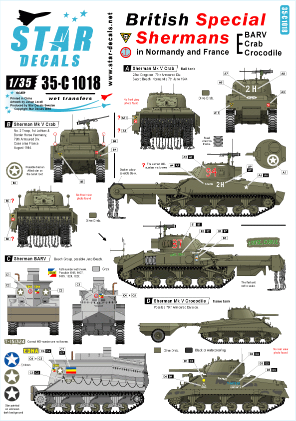 Star Decals 35-C1018 British Special Shermans 1/35