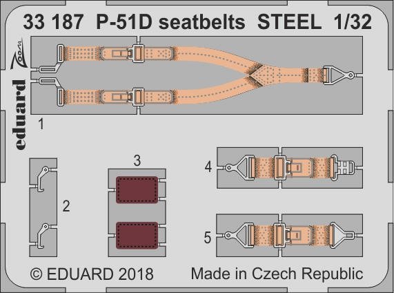 Eduard 33187 P-51D seatbelts STEEL REVELL 1/32