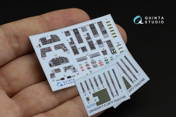 Quinta Studio QD48197 F-5F Tiger II 3D-Printed &amp; coloured Interior on decal paper (for AFV Club ) 1/48