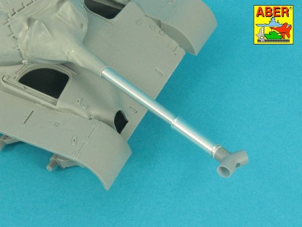 Aber 35L-359 90 mm M-36 Barrel with Y-Shaped Muzzle Brake with Mantlet Cover for M47 Patton / Lufa z hamulcem o kształcie Y do czołgu M47 Patton z pokrowcem na jarzmo (Tamiya) 1/35