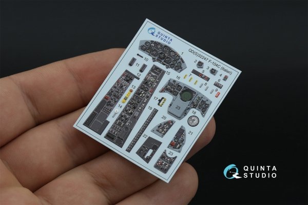 Quinta Studio QDS-32247 F-104C 3D-Printed &amp; coloured Interior on decal paper (Italeri) (Small version) 1/32