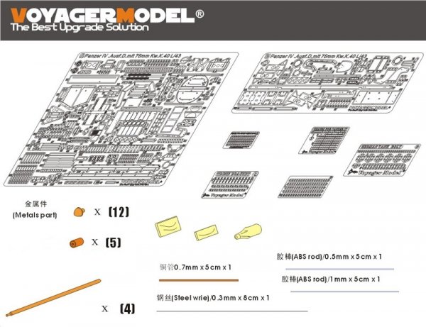 Voyager Model PE35303 WWII German Panzer.IV Ausf.D mit 75mm Kw.K.40 L/43 basic For DRAGON 6330 1/35