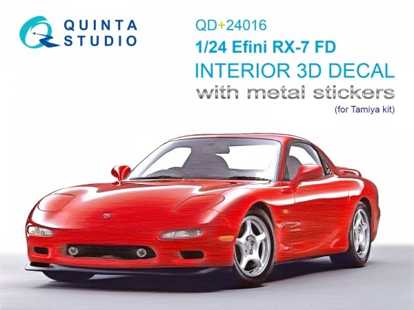 Quinta Studio QD+24016 Efini RX-7FD 3D-Printed &amp; coloured Interior on decal paper (Tamiya) (with metal sticker parts) 1/35