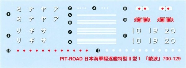 Pit-Road W246 IJN Destroyer Ayanami 1942 With Hull Parts 1/700