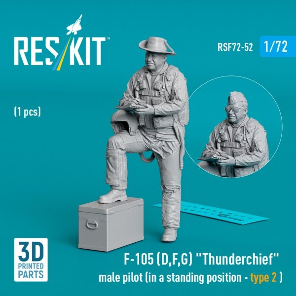 RESKIT RSF72-0052 F-105 (D,F,G) "Thunderchief" male pilot (in a standing position - type 2) (1 pcs) (3D Printed) (1/72)