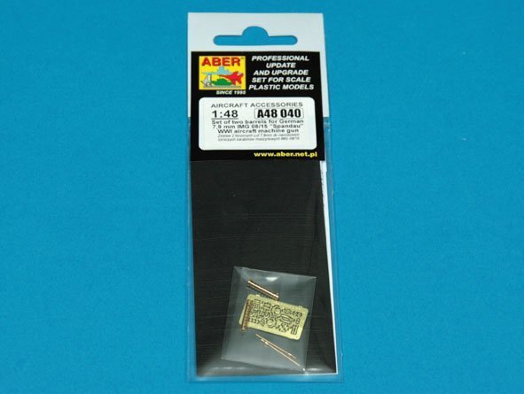 Aber A48 040 Set of two barrels for German 7,9 mm lMG 08/15 Spandau WWI aircraft machine gun (1:48)