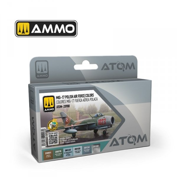 AMMO of Mig Jimenez 20908 ATOM MIG-17 Polish Air Force Colors Set 6x20ml