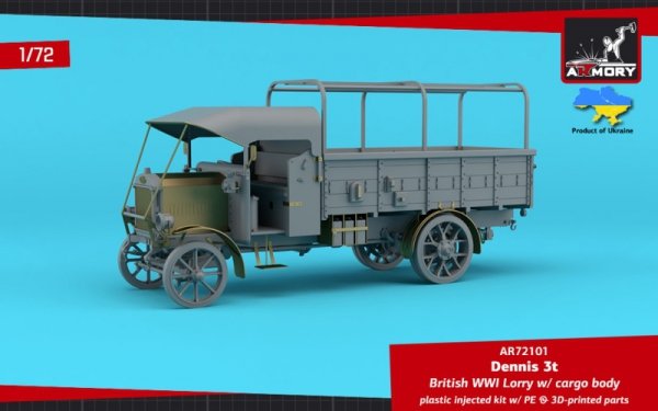 Armory Models 72101 Dennis 3t Lorry, British WWI lorry w/ flatbed cargo body 1/72