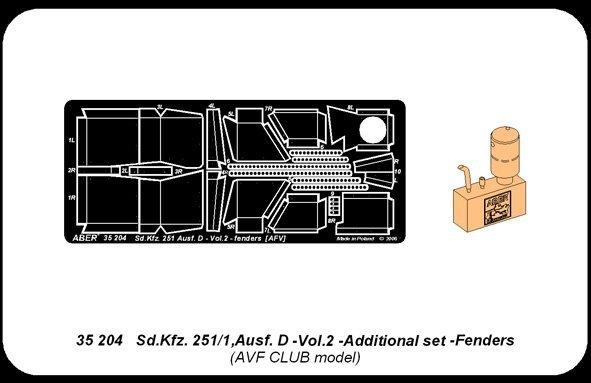Aber 35204 Armoured personnel carrier Sd.Kfz. 251/1 Ausf. D - vol. 2 - additional set - fenders (1:35)