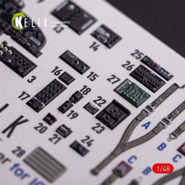 KELIK K48080 O-2A Skymaster interior 3D decals &quot;grey decoration type&quot; for ICM kit 1/48
