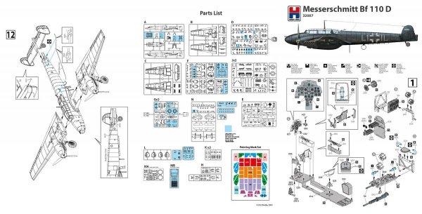 Hobby 2000 32007 Messerschmitt Bf 110 D ( Dragon + Cartograf + Mask ) 1/32